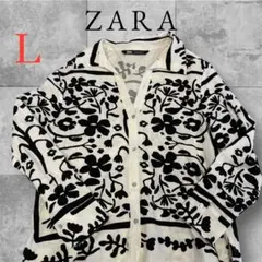 極美品❤️ZARAリネンシャツ花柄長袖　Lゆったり
