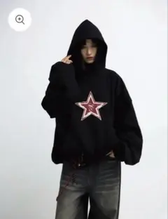 PEOPLESTYLE スターロゴ パーカー ブラック