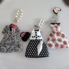 ハンドメイド ドレス型チャーム 3個セット