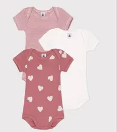 【新品未使用】プチバトー　ベビー　肌着 24m 3枚組　ハート