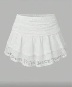 ホワイトレースフリルミニスカート