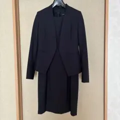 美品　Theoryノーカラージャケット ワンピーススーツ セットアップ ネイビー