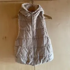 ショコラフィネローブ★ベージュ フード付き リバーシブルベスト★フリーサイズ