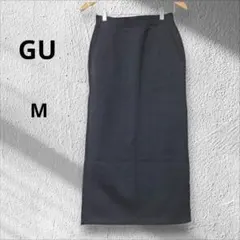 GU/ジーユー ヘビーウェイトスウェットナローロングスカート ブラック M 黒のサムネイル
