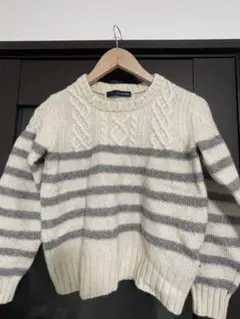 IENA SLÖBE ケーブル編みセーター アイボリー/グレー