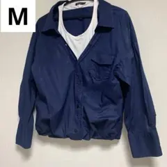 Mサイズ　レディース　ネイビー　長袖シャツ　カジュアル　トップス　カットソー