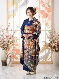 振り袖　フルセット　別誂長襦袢　成人式　ブルー　金彩加工　刺繍入り　894