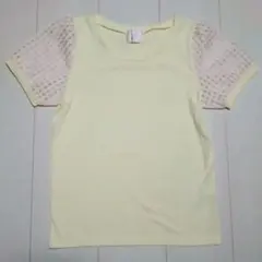Emsexcite 半袖 デザイン トップス イエロー メッシュスリーブTシャツのサムネイル