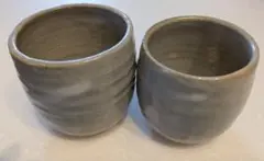 最終値下げ！湯呑み大小2個セット 焼き物 茶器 コップ　食器 ペア キッチン用品