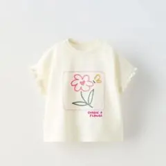 花柄フリル袖Tシャツ　zara kids