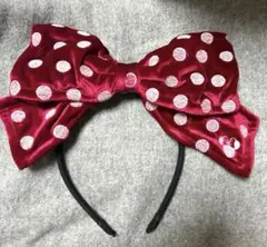 【美品】ディズニー ワインレッド 水玉カチューシャ