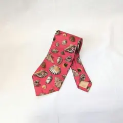 【YVES SAINT LAURENT】90s~貝殻柄シルクネクタイ　レッド系のサムネイル
