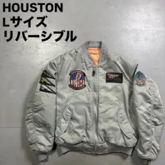 HOUSTON MA-1 フライトジャケット　リバーシブル　ワッペン　短丈　Lのサムネイル