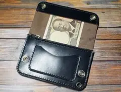 ミドルトラッカーウォレット　二層　馬革 茶芯　ニッケル　トラッカーウォレット