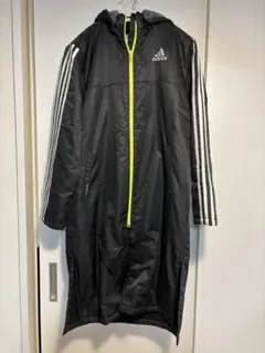 adidas ベンチコート 黒 フード付き　160センチ