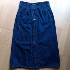 GU　デニム　フロントボタンナローミディスカート　XL　ジーユー