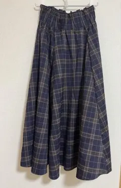 ティップトップ　スカート　ロング　フレア　チェック　ネイビー　紺　秋　冬
