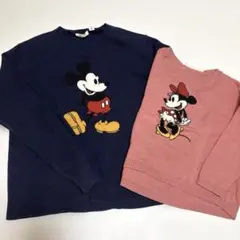 ユニクロ　ニットセーター　ミッキーミニー　110 150 紺　ピンク　おそろい