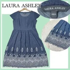 ✨美品✨LAURA ASHLEY 花刺繍 デニム調 ワンピース13 XL
