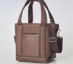 BAYFLOW 底板付き 収納5ポケット キルティングバッグ BROWN