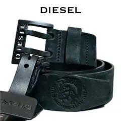 【未使用】ディーゼル　レザーベルト ダブルピンバックル　ブラック