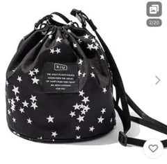 Kiu 星柄 ドローストリングバッグ ブラック