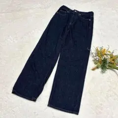 【ジーユー】GU ハイウエストストレートジーンズ デニム ブルー S