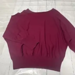 ティアラ　赤　ドルマン長袖ニット　Vネック 春　ゆったり　着回し　オフィス567