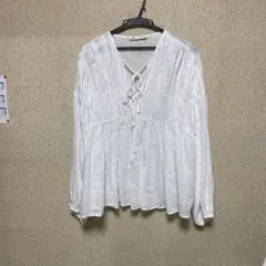 ZARA ブラウス 長袖 ホワイト Sサイズ