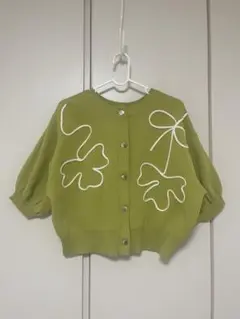 NICE CLAUP 前後2way コード刺繍クルーカーディガン