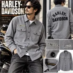 HARLEY-DAVIDSON ハーレーダビッドソン 長袖シャツ 青グレー L
