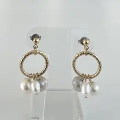 淡水パール フープピアス アレルギー対応　チタン