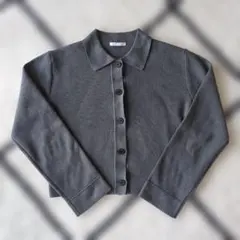 GU ミラノリブポロカーディガン グレー S