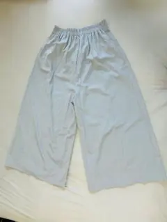 ライトブルー ワイドパンツ M～L相当 とろみ素材 涼しい 美品