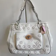 COACH ホワイト 花柄 ショルダーバッグ