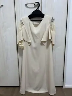 flexin レース切り替えラッフルスリーブドレス