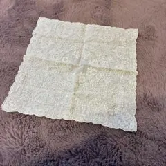 スワトウアイボリー 刺繍入り コットンハンカチ