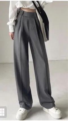 センタープレスワイドタックロングパンツ