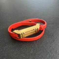 TORY BURCH レザー 二重巻きブレスレット レッド