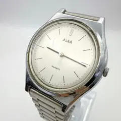 稼働品 セイコー アルバ クォーツ メンズ腕時計 ヴィンテージ シルバー