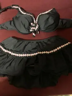 フリル付き セパレート水着 ビキニ ブラック ピンクのサムネイル