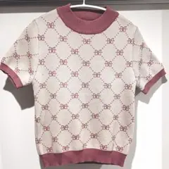 JULIA BOUTIQUE BBロゴ柄半袖ニットトップス ショート丈のサムネイル