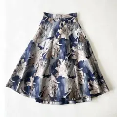 マイストラーダ フレア ロング スカート 花柄 光沢