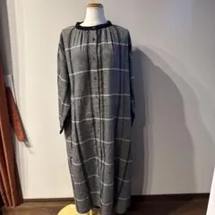 blue willow グレー系チェック シャツワンピース 長袖