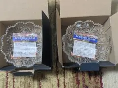 新品未使用 Crystal BOHEMIA 花模様 ボウル　チェコ製 2個セット