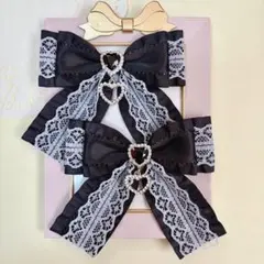 【ハンドメイド】黒色フリルリボン ヘアクリップ 量産型 地雷系 ゴシック 推し活