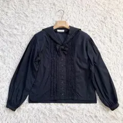 yori ネイビー フリル スカラップショートジャケット 25SS サイズ36