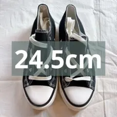 キャンバススニーカー　ローカット　レディース　24.5㎝　ブラック　シンプル
