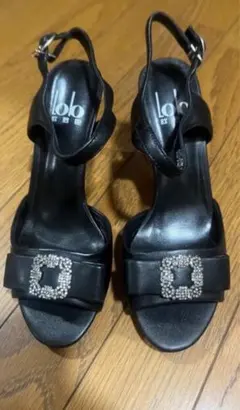 ビジュー付きブラックストラップサンダル新品