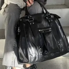 美品★ジーナシス アンティークフェイクレザートートバッグ ショルダー ボストン